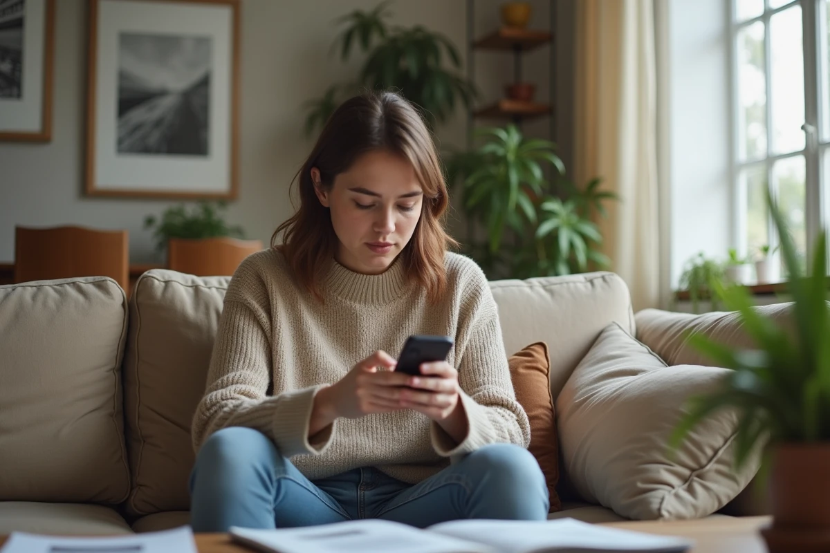 Femme cherchant un réparateur d