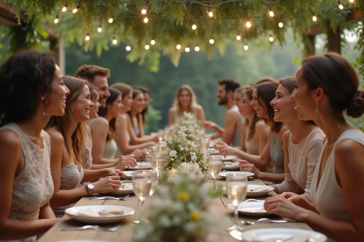 Invités de mariage riant lors d