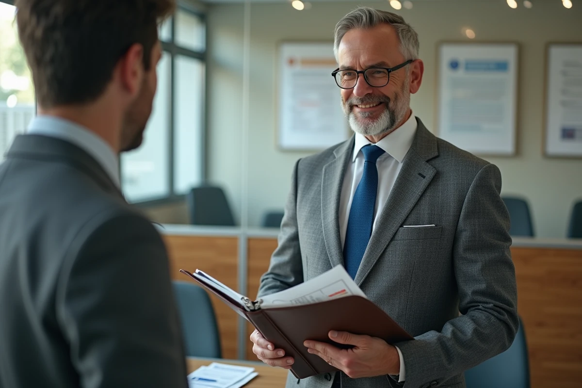 Homme en costume dans un bureau administratif français